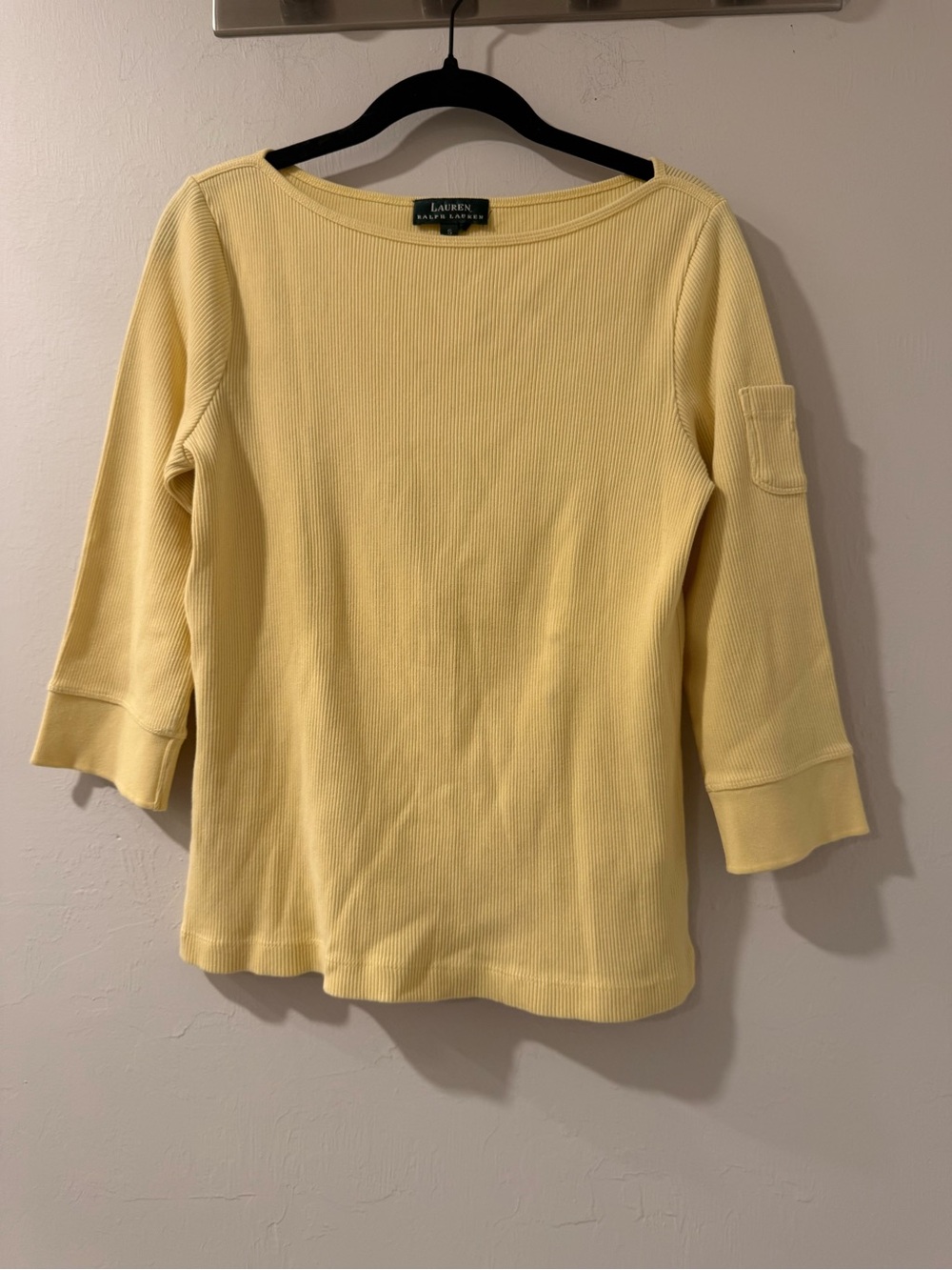 Ralph Lauren' Pale Yellow Ribbed Long Sleeve Tee